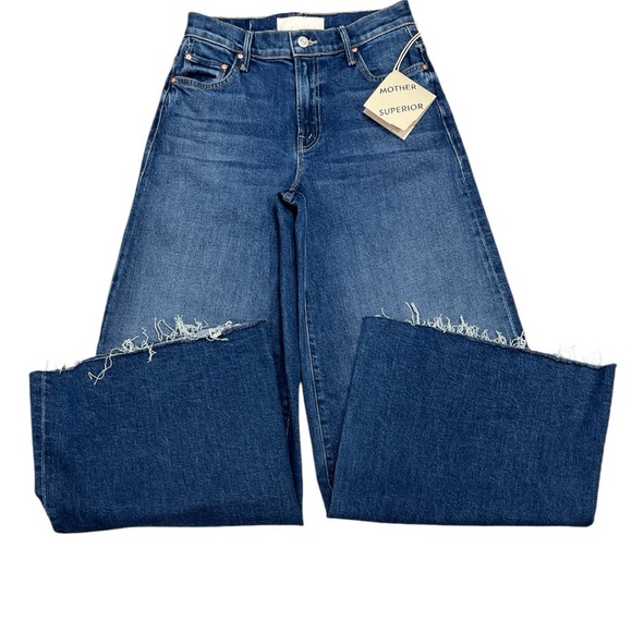 NWT Mother The Swisher Sneak Fray Super Wide Leg Jean size 25 in Punch Buggy - Picture 5 of 11